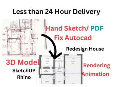redesign CAD floor plan made from your hand-drawn sketch