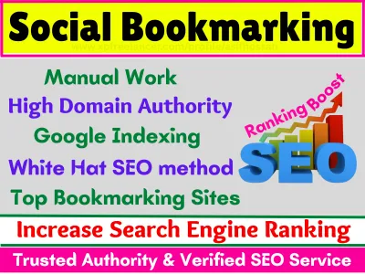 I will do manually 21+  High DA (70-100) Social Bookmarking Do Follow SEO Live Backlinks be google 1