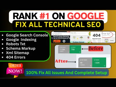 fix google search console and index,404 error, xml sitemap, robots txt, broken links,technical SEO