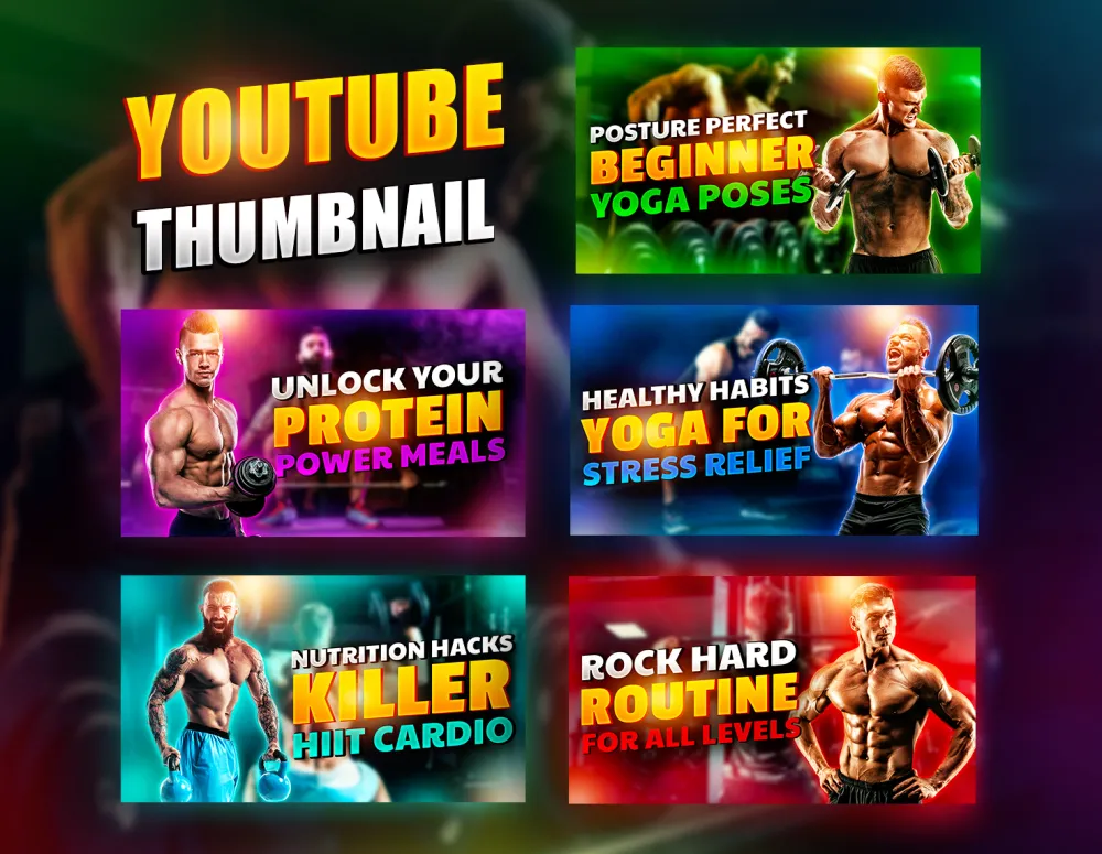 Fitness and Gym Youtube Thumbnail Designs